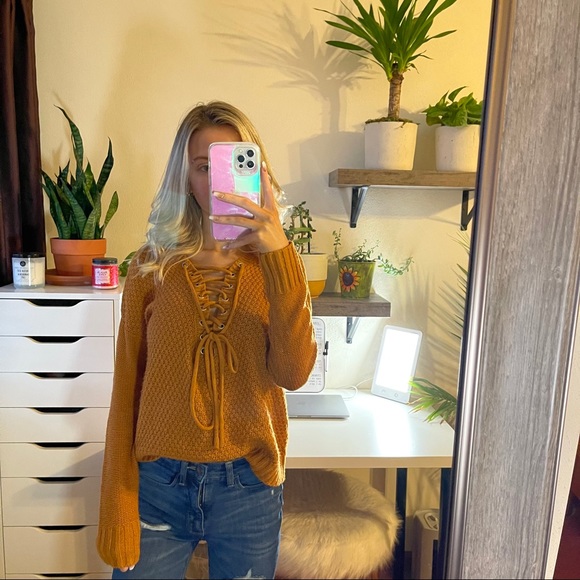 SOLD Charlotte Russe Mustard Knit Sweater - Picture 5 of 9